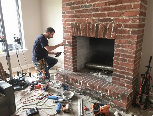 Chino Chimney Sweep specialist finalizing chimney liner service in Chino, CA