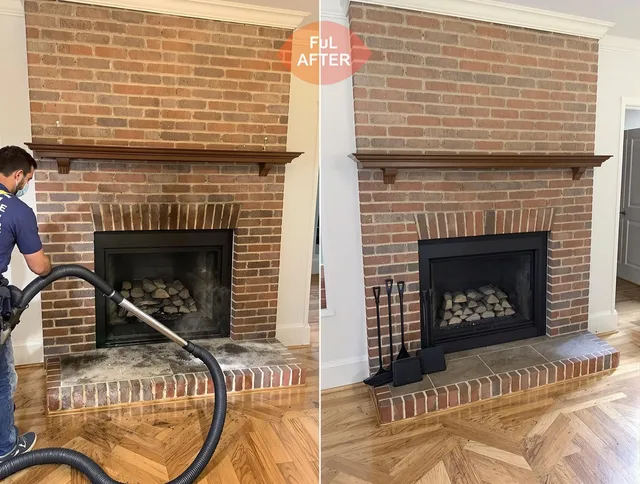 Chino Chimney Sweep carefully sanitizing a fireplace in Chino, CA