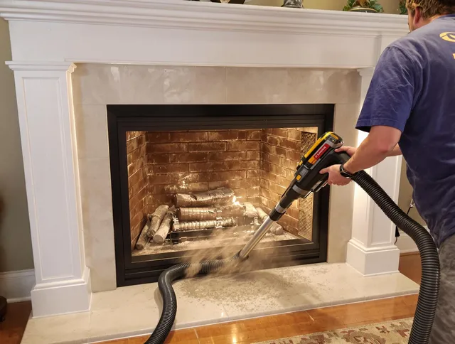 Fireplace cleaning performed by Chino Chimney Sweep in Chino, CA